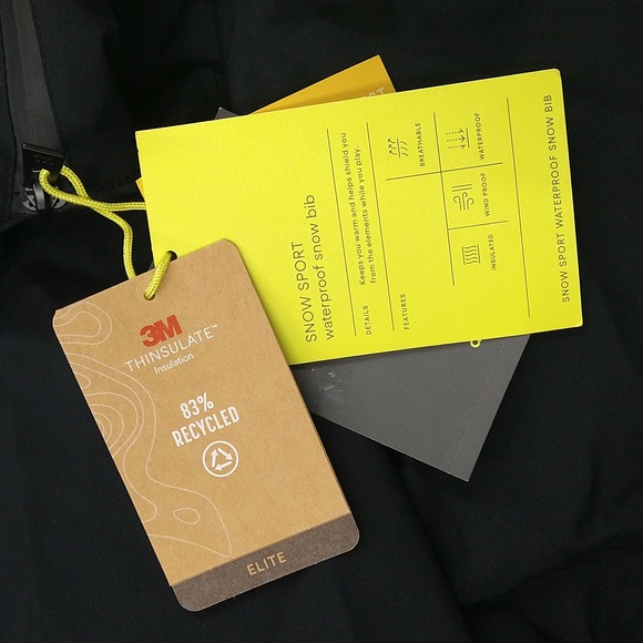 NEW! Kids' Waterproof Snow Ski Bib w/ Clips on Straps - All in Motion, Black - Picture 14 of 16